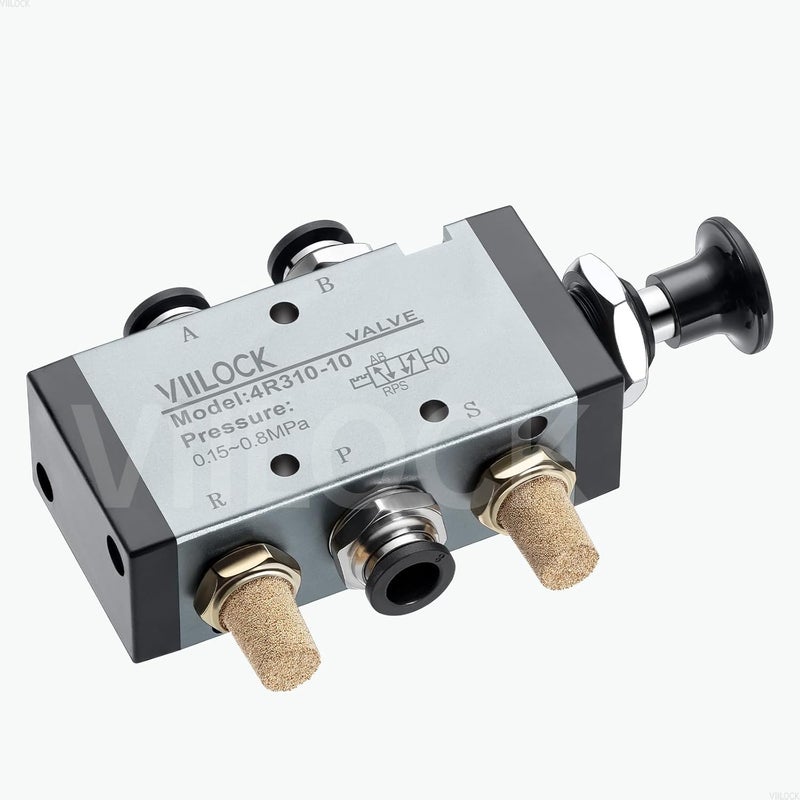 VIILOCK Pneumatic Air Hand Lever Valve, 5 Way 2 Position 3/8”NPT Solenoid Valve Manual Control Direct Driving Type Push-Pull 4R310-10 - Image 2
